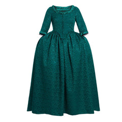 18th Century Inspired - Astricos Marie Antoinette Style Green Brocade Dress - Astricos