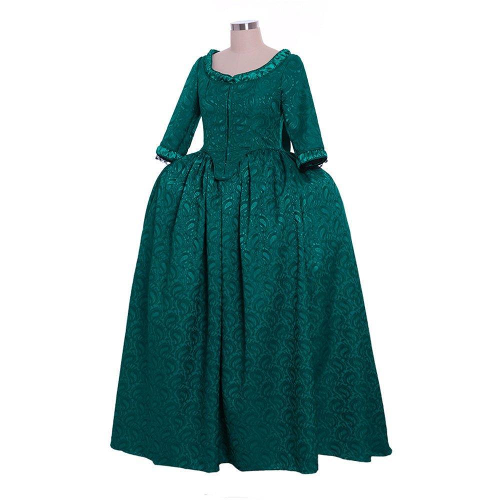 18th Century Inspired - Astricos Marie Antoinette Style Green Brocade Dress - Astricos