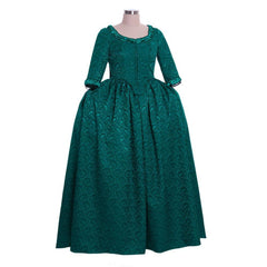 18th Century Inspired - Astricos Marie Antoinette Style Green Brocade Dress - Astricos