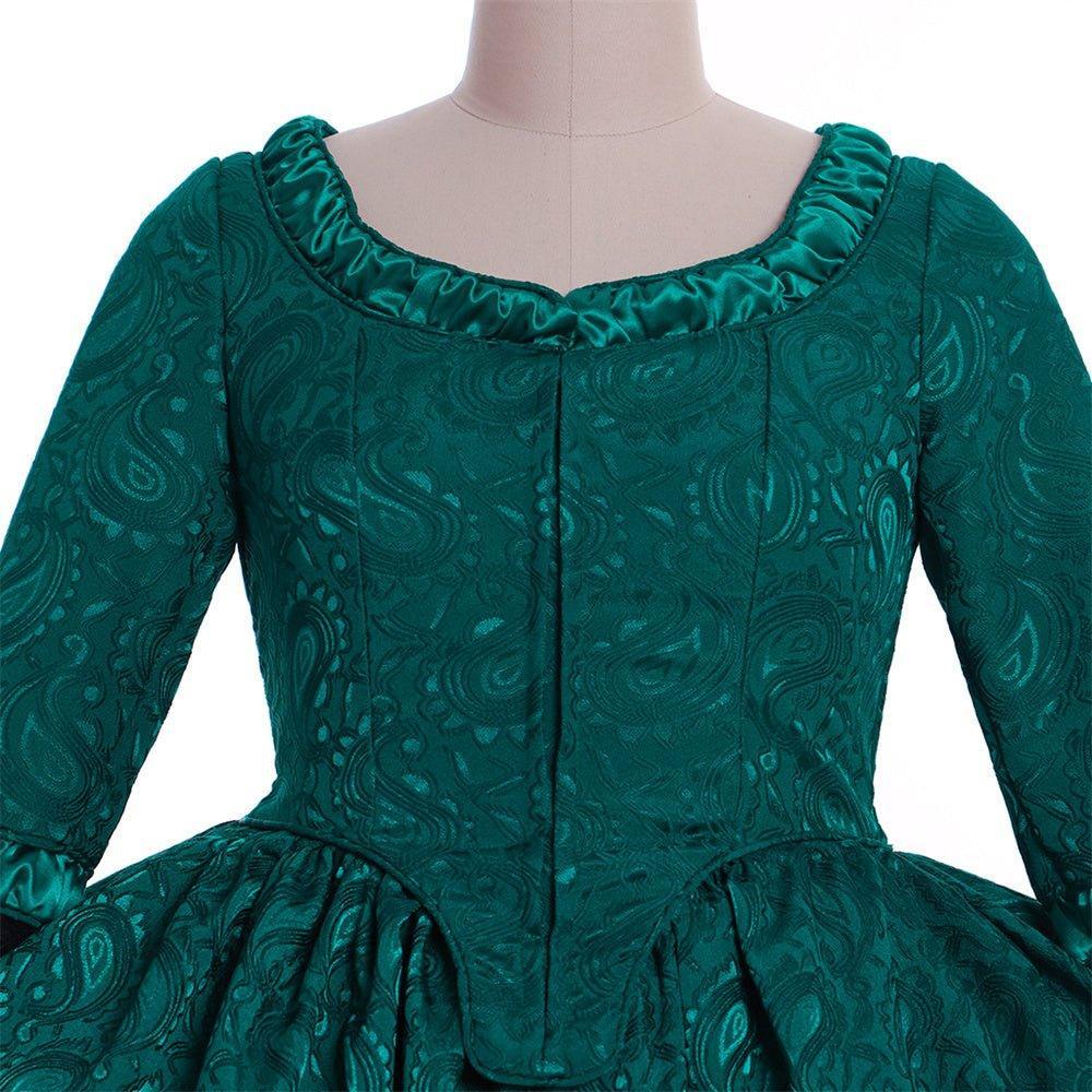 18th Century Inspired - Astricos Marie Antoinette Style Green Brocade Dress - Astricos