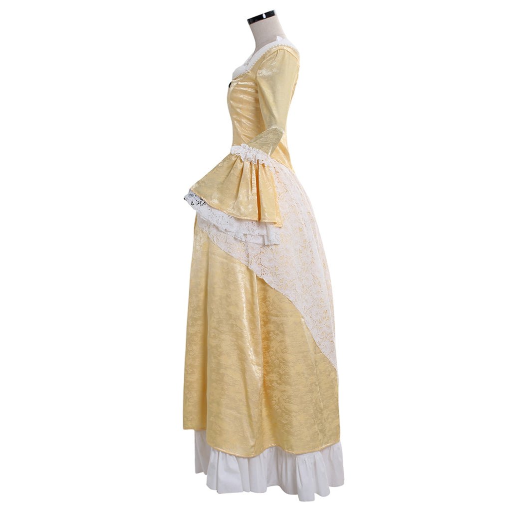 Elegant 18th Century Rococo Gold Dress - Marie Antoinette Inspired Costume for Halloween and Special Events - Astricos