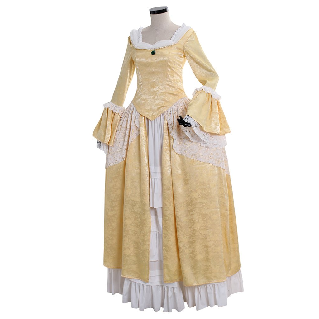 Elegant 18th Century Rococo Gold Dress - Marie Antoinette Inspired Costume for Halloween and Special Events - Astricos