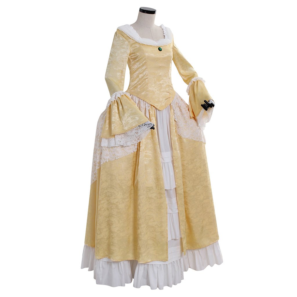 Elegant 18th Century Rococo Gold Dress - Marie Antoinette Inspired Costume for Halloween and Special Events - Astricos