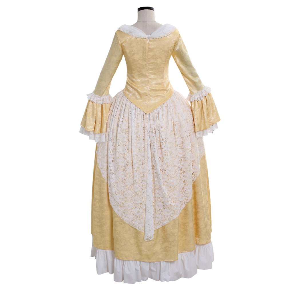 Elegant 18th Century Rococo Gold Dress - Marie Antoinette Inspired Costume for Halloween and Special Events - Astricos