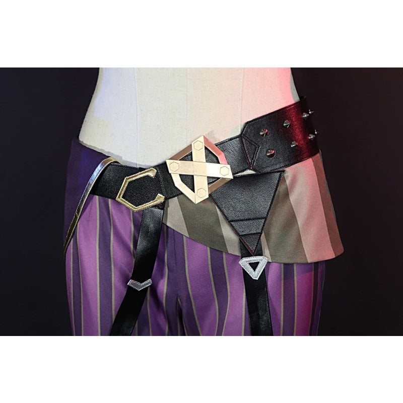 Astricos Arcane Jinx Cosplay Costume - Crit Loli Loose Cannon Outfit with Shoes, Wig, Sexy Women Carnival Costume - Astricos