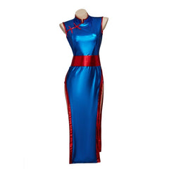 2023 Astricos Cosplay Costume - Alluring Blue Cheongsam Set for Goku's Wife Anime Enthusiasts - Astricos