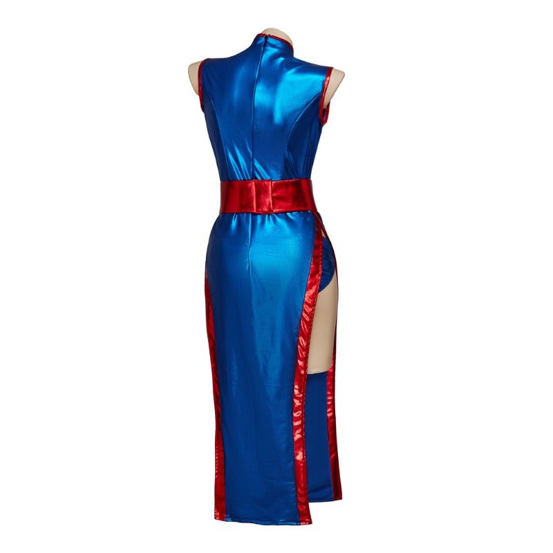 2023 Astricos Cosplay Costume - Alluring Blue Cheongsam Set for Goku's Wife Anime Enthusiasts - Astricos