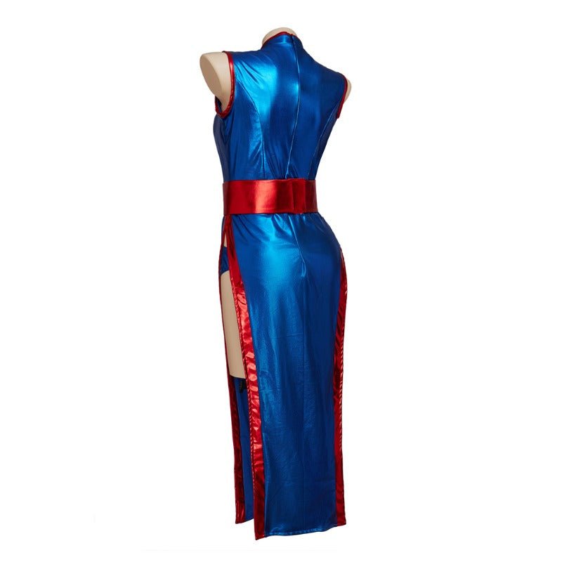 2023 Astricos Cosplay Costume - Alluring Blue Cheongsam Set for Goku's Wife Anime Enthusiasts - Astricos