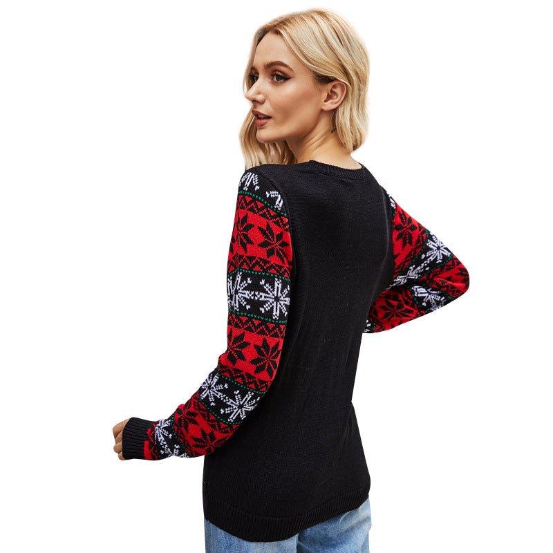 2023 Astricos Women's Christmas Santa Embroidered Pullover Sweater - Festive Crew Neck Knitted Sweater for Women - Astricos