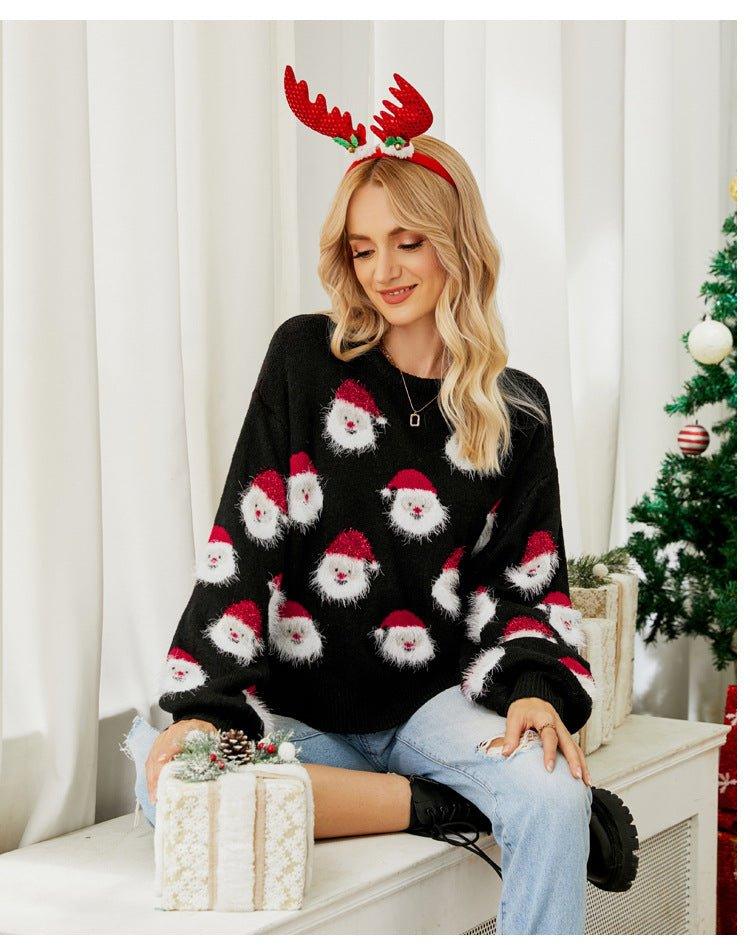 2024 Women's Holiday Knit Sweater | Astricos Santa Claus Pullover | Cozy Winter Fashion - Astricos