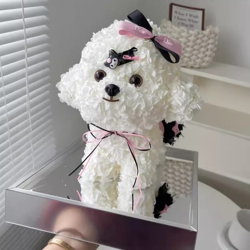 Astricos Bichon Maltese Forever Flower Puppy Figurine - Exquisite Christmas Gift for Dog Lovers - Astricos