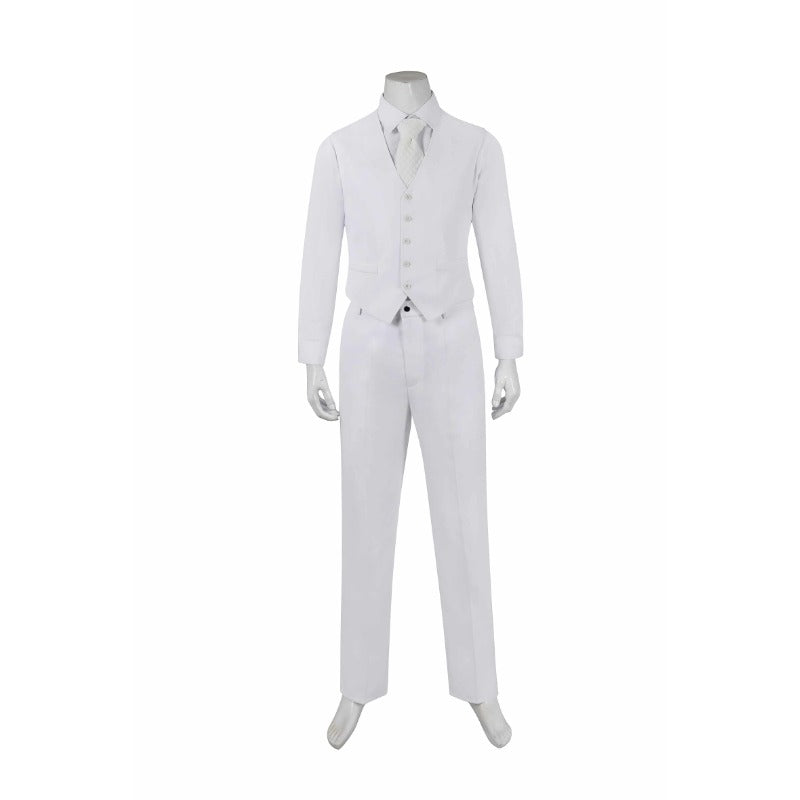 Astricos Joker 2 Arthur Fleck White Cosplay Costume Full Set - Suit, Shirt, Vest, Pants, Tie - Astricos