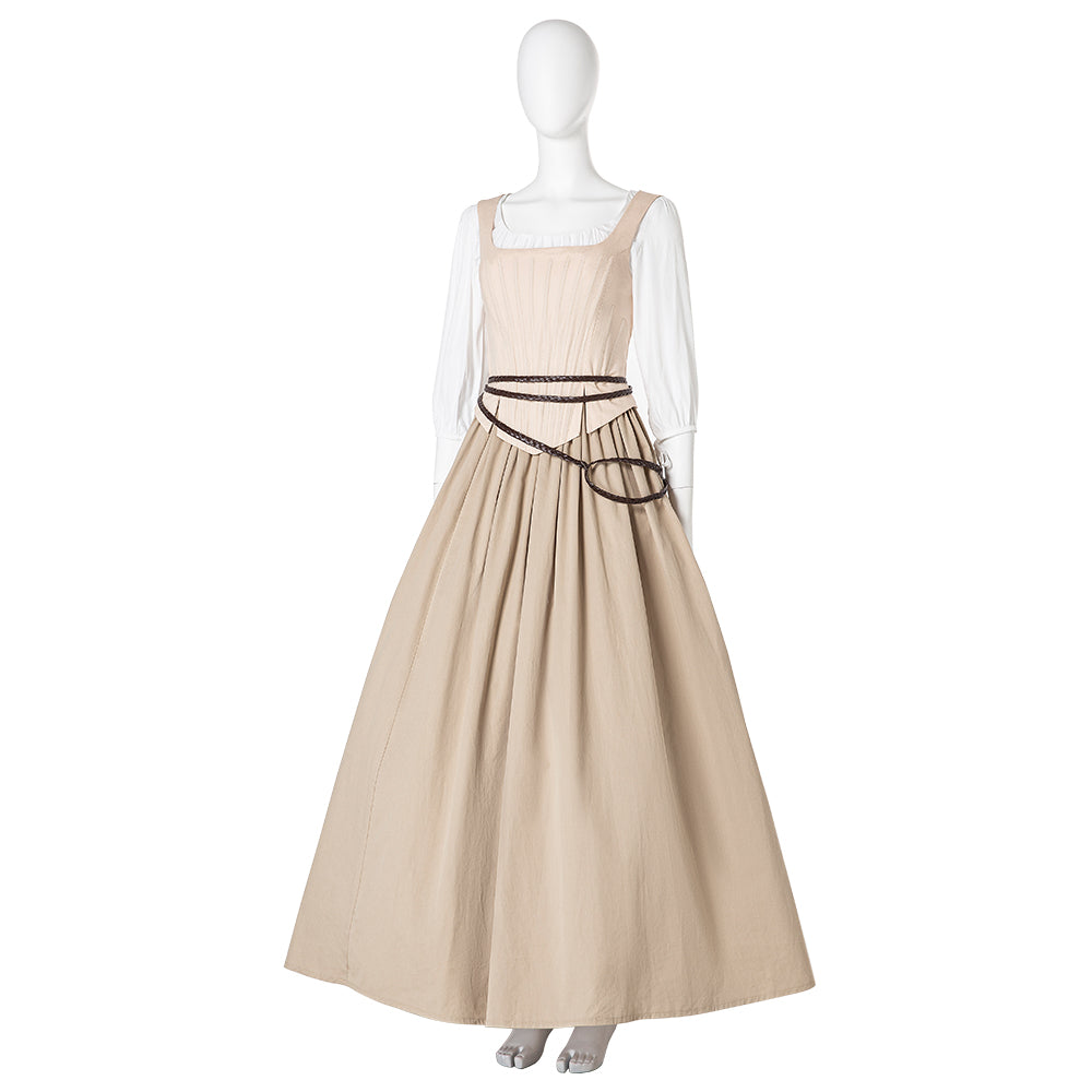 Astricos Cinderella Halloween Cosplay Costume - Elegant Beige Long Skirt Suit - Astricos