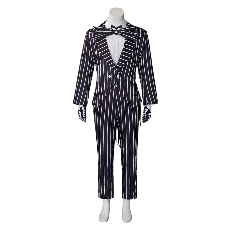 Astricos Jack Skellington Cosplay Costume - Striped Jacket & Pants Halloween Suit - Astricos