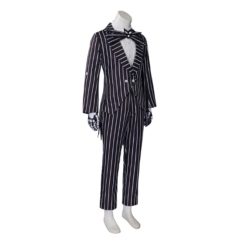 Astricos Jack Skellington Cosplay Costume - Striped Jacket & Pants Halloween Suit - Astricos