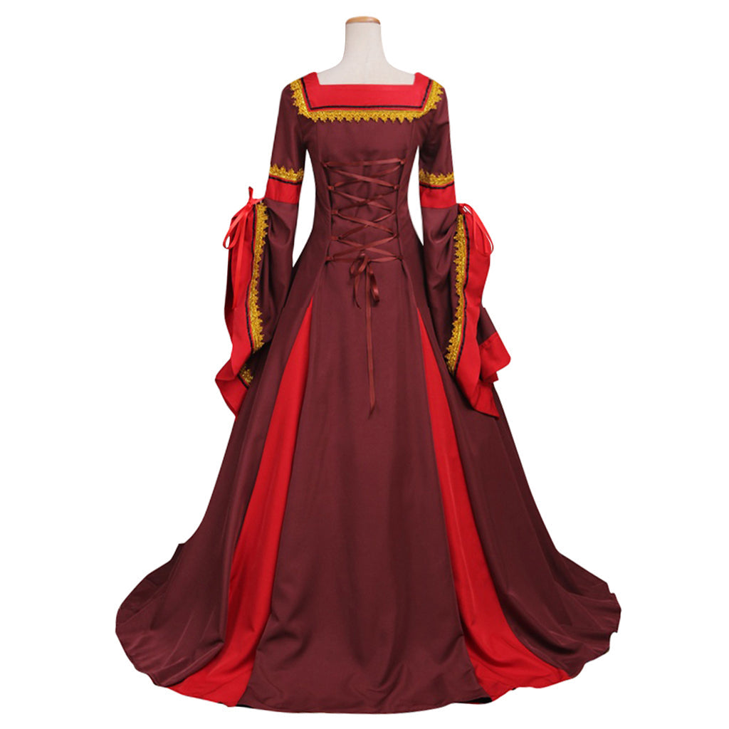 Women's Elegant Dark Red Victorian Medieval Astricos Dress Costume for Carnival Parties and Cosplay - Astricos