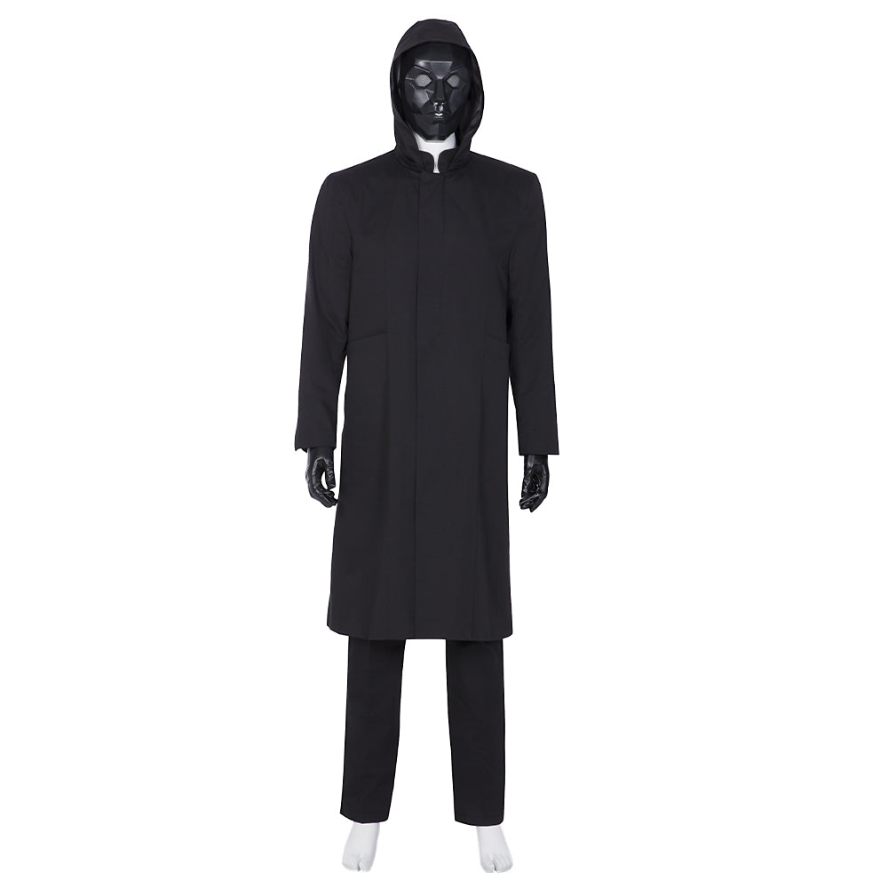 Astricos Black Masked Man Halloween Costume – Squid Game Inspired Hooded Suit for Cosplay - Astricos