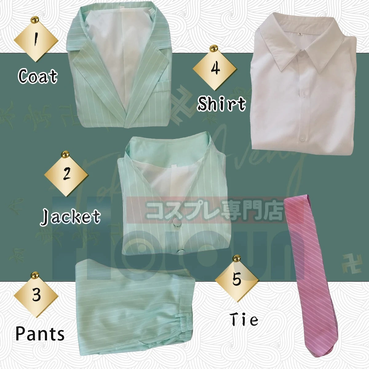 Astricos Anime Cosplay Costume - Rindo Haitani Blue Green Suit for Casual, Halloween & Christmas - Astricos