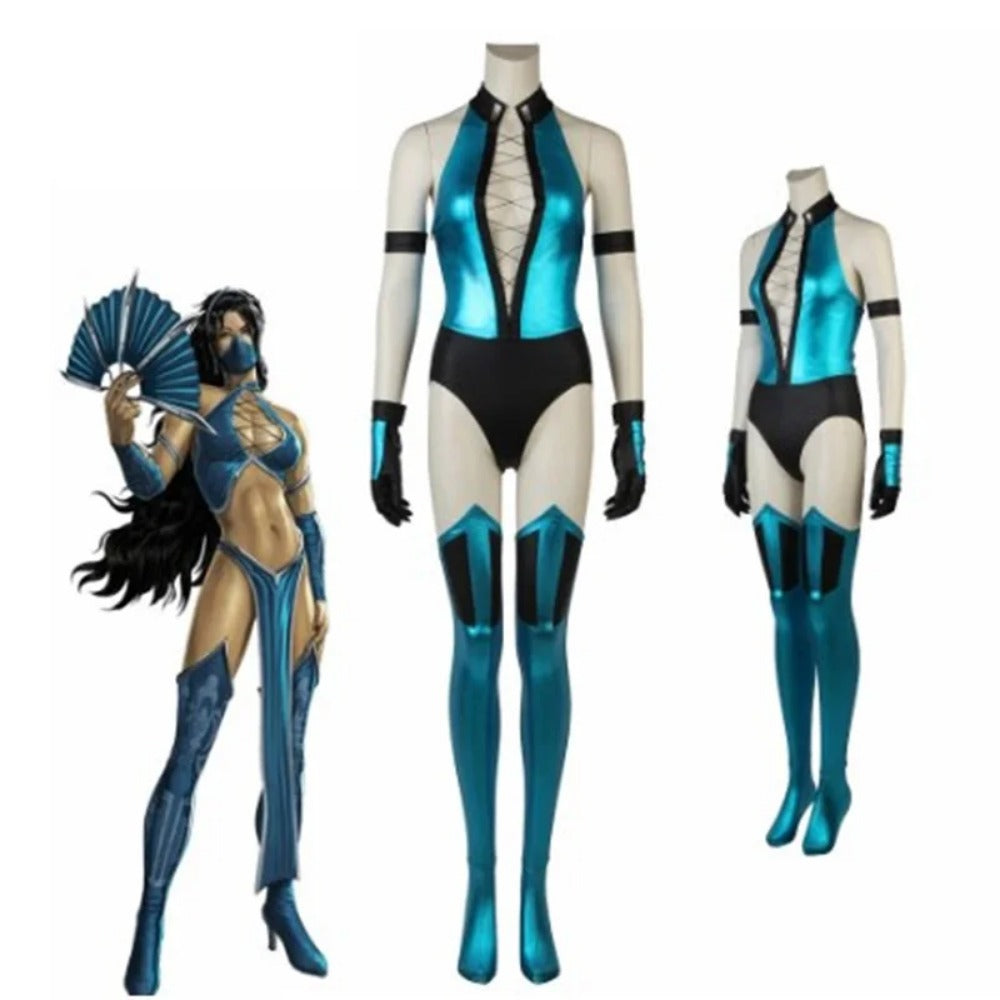 Astricos Mortal Kombat Kitana Costume - Bold Cosplay Tights Battle Suit for Women | Full Adult Outfit for Halloween & Carnival - Astricos