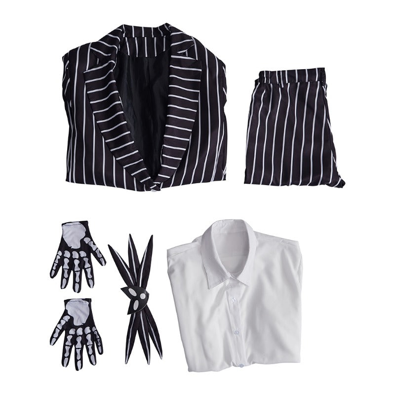 Astricos Jack Skellington Cosplay Costume - Striped Jacket & Pants Halloween Suit - Astricos