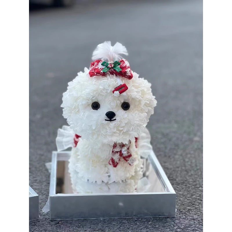 Astricos Bichon Maltese Forever Flower Puppy Figurine - Exquisite Christmas Gift for Dog Lovers - Astricos