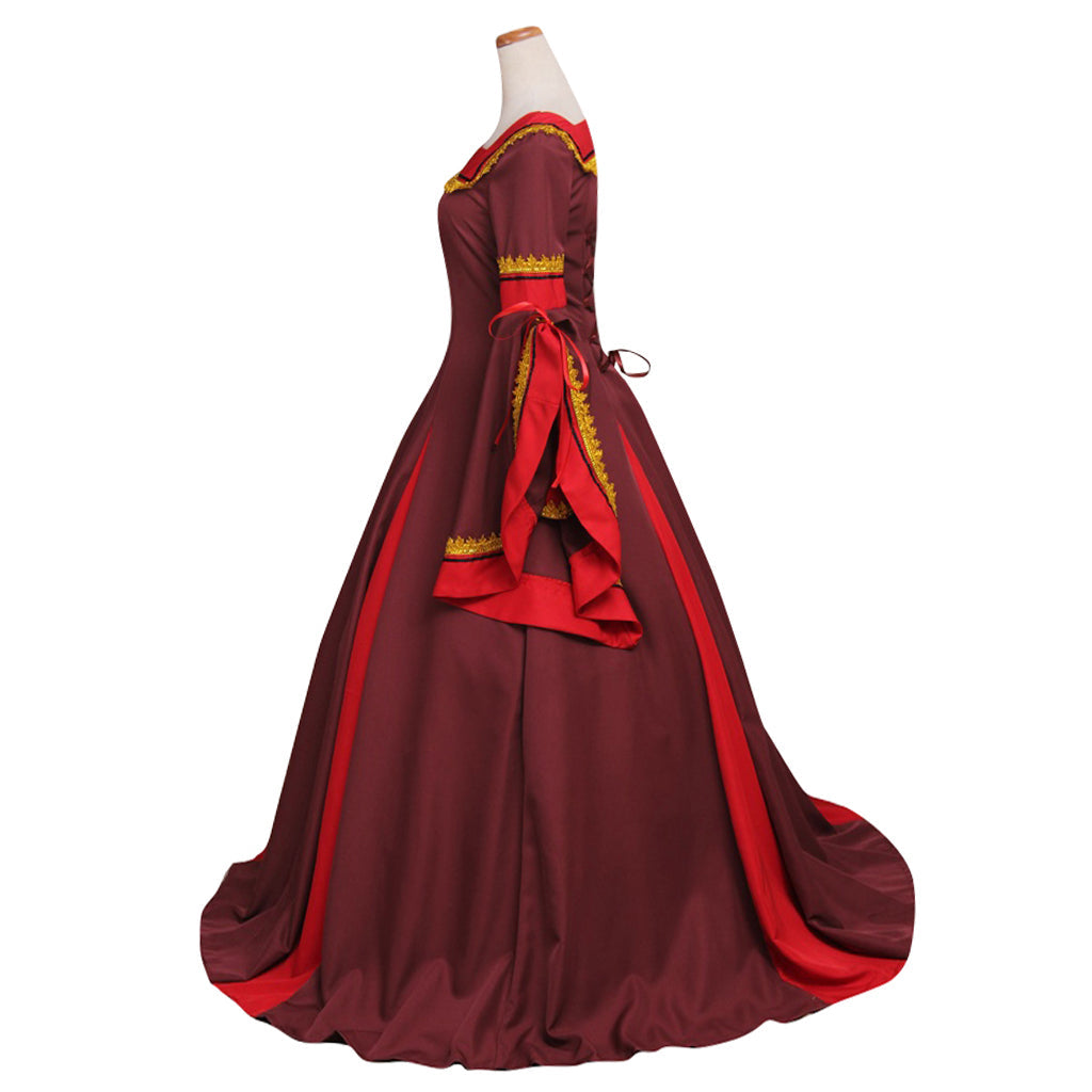 Women's Elegant Dark Red Victorian Medieval Astricos Dress Costume for Carnival Parties and Cosplay - Astricos