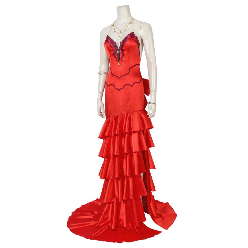 Stunning Red Strapless Aerith Dress from FF7 for Cosplay and Halloween - Astricos