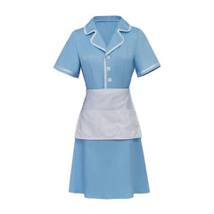 Astricos Waitress the Musical Inspired Cosplay Costume – Blue Maid Uniform Dress with Apron for Women - Astricos