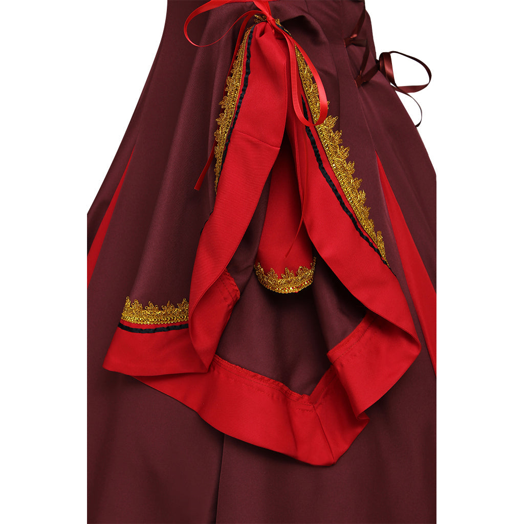 Women's Elegant Dark Red Victorian Medieval Astricos Dress Costume for Carnival Parties and Cosplay - Astricos