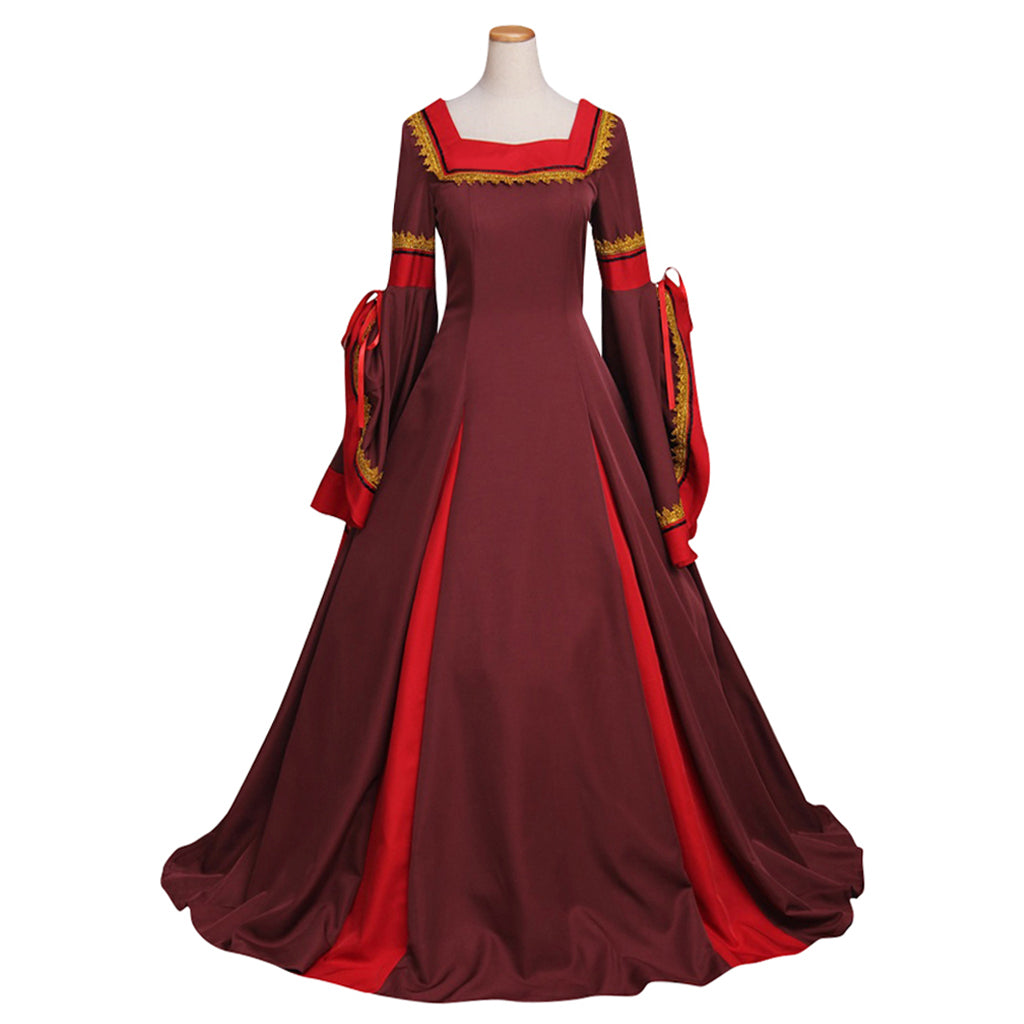 Women's Elegant Dark Red Victorian Medieval Astricos Dress Costume for Carnival Parties and Cosplay - Astricos