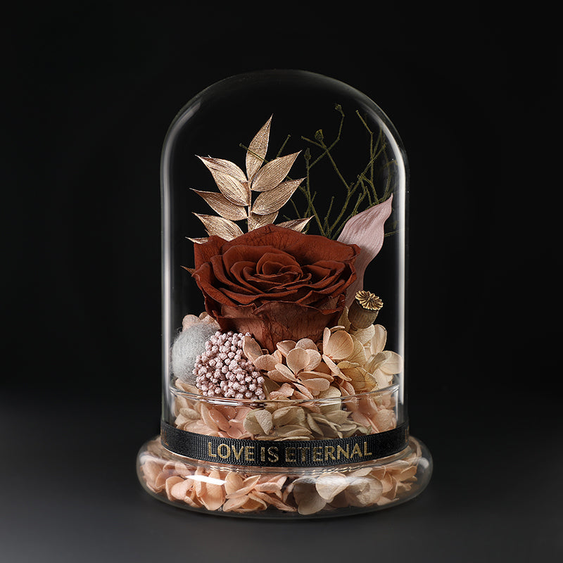 Astricos Timeless Preserved Rose Glass Dome Gift Box - Mystic Blue Enchanted Rose Bouquet for Special Occasions - Astricos