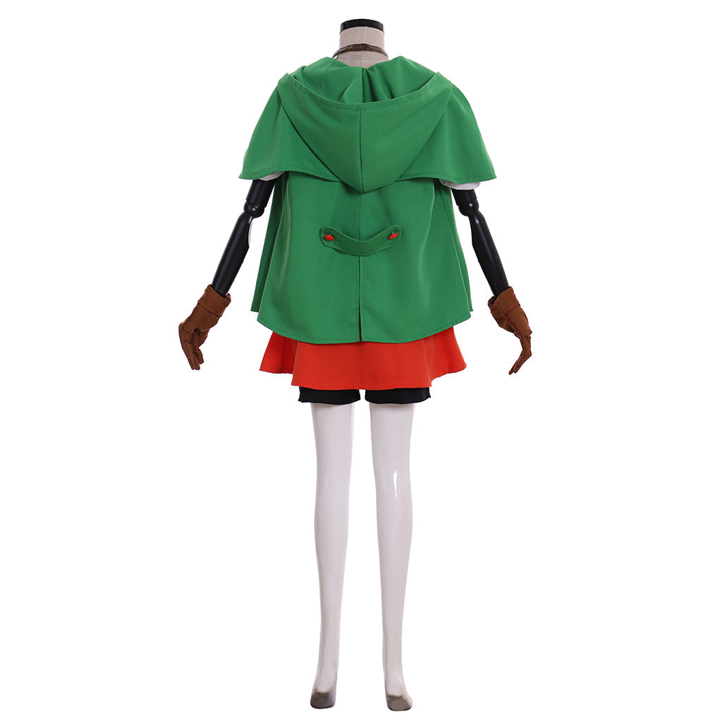 Astricos Linkle Cosplay Elf Costume Full Set with Green Cloak, Shirt, Pants, Skirt - Astricos