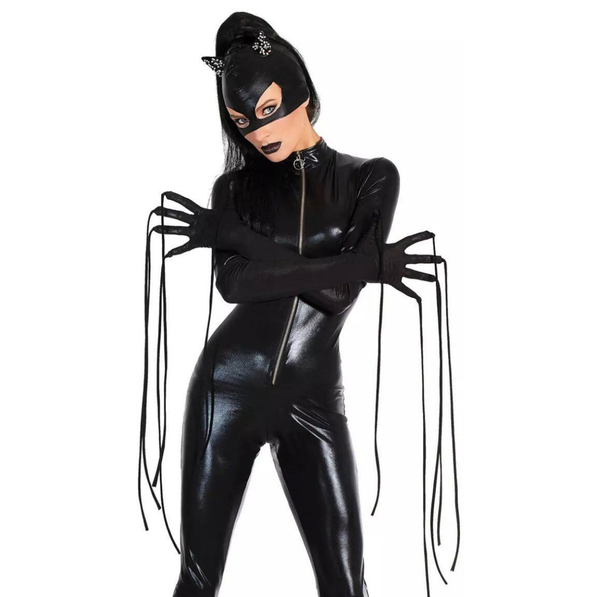 Astricos Alluring Patent Leather Halloween Costume: A Vampire, Demon, or Batwoman-Inspired Look - Astricos