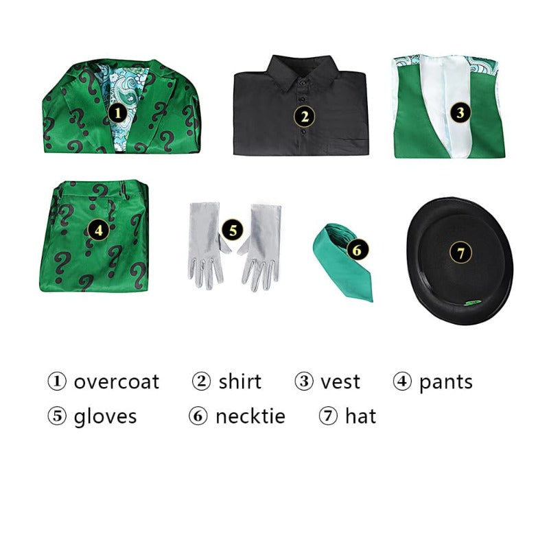 Astricos Riddler Edward Nygma Green Villain Costume for Men - Superhero Fancy Dress - Astricos