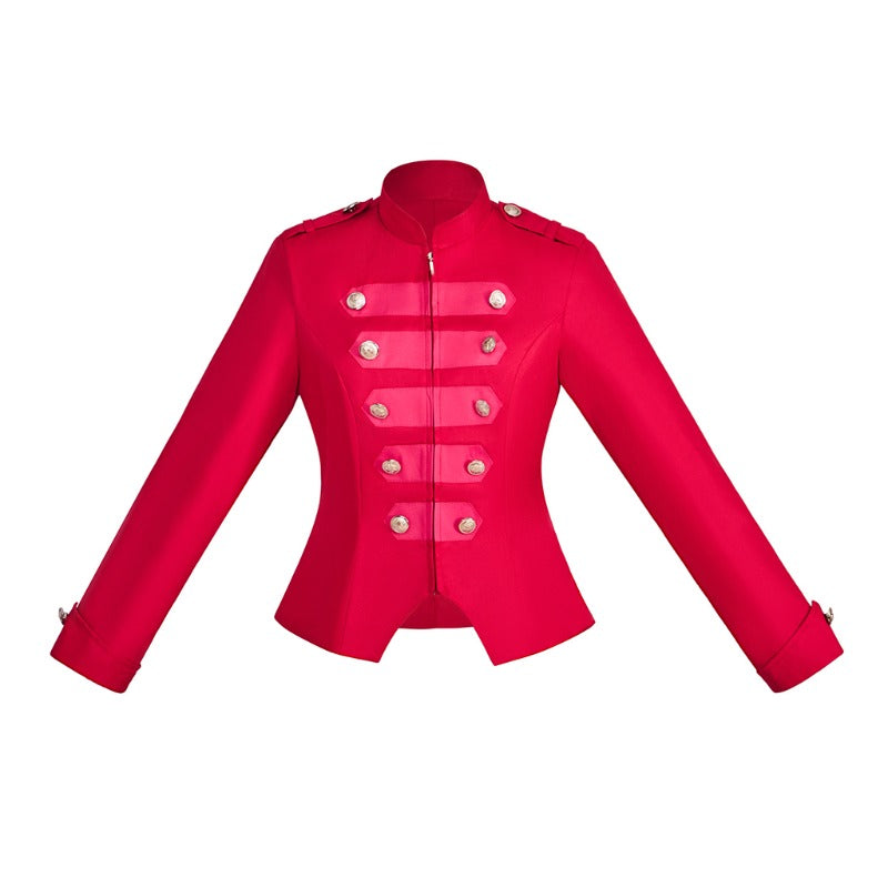 Elegant Astricos Steampunk Victorian Military Blazer for Women - Zip Up Crop Jacket for Cosplay - Astricos