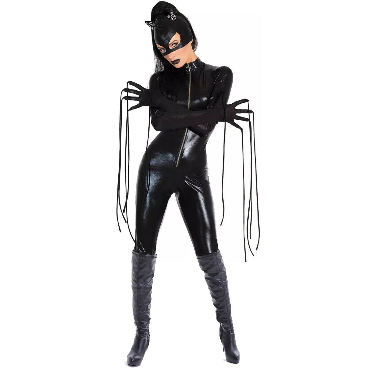 Astricos Alluring Patent Leather Halloween Costume: A Vampire, Demon, or Batwoman-Inspired Look - Astricos