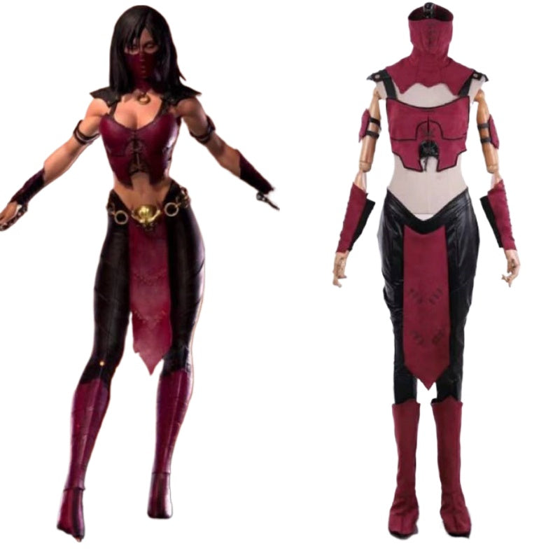 Astricos Mileena Cosplay Costume - Alluring Combat Suit with Mask for Women | Ideal for Halloween & Carnival - Astricos