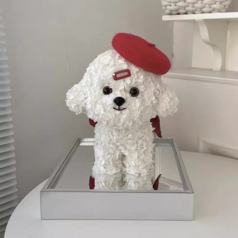 Astricos Bichon Maltese Forever Flower Puppy Figurine - Exquisite Christmas Gift for Dog Lovers - Astricos