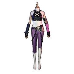 Astricos Arcane Jinx Cosplay Costume - Crit Loli Loose Cannon Outfit with Shoes, Wig, Sexy Women Carnival Costume - Astricos