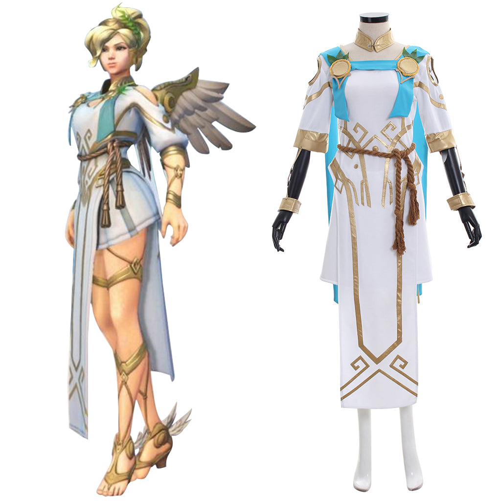 Astricos Overwatch Mercy Cosplay Costume - Angela Ziegler's Summer Games Edition Full Set - Astricos