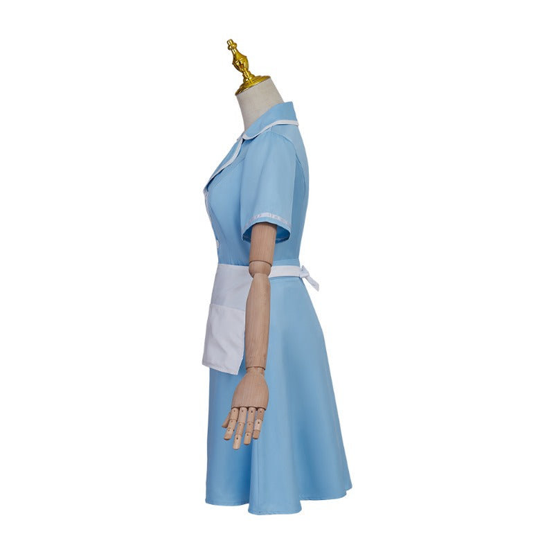 Astricos Waitress the Musical Inspired Cosplay Costume – Blue Maid Uniform Dress with Apron for Women - Astricos