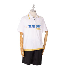 Stylish Jesse Cosplay Costume from Light And Night Anime - White T-shirt and Black Shorts Set - Astricos