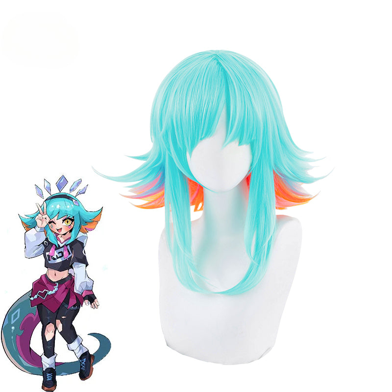 Astricos KDA Super Fan Neeko Cosplay Wig - 35-40cm Mixed Color Women's Wigs for Cosplay - Astricos