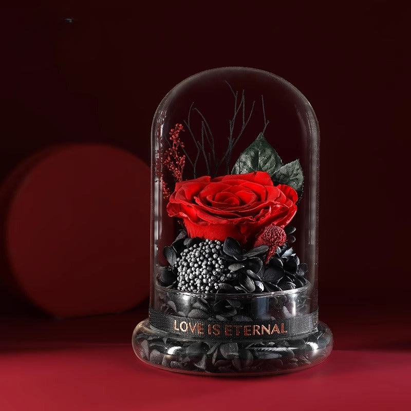 Astricos Timeless Preserved Rose Glass Dome Gift Box - Mystic Blue Enchanted Rose Bouquet for Special Occasions - Astricos