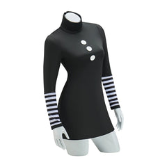 Astricos Marionette Cosplay Costume - Black Dress with Striped Stockings for Adult Women's Halloween Carnival - Astricos