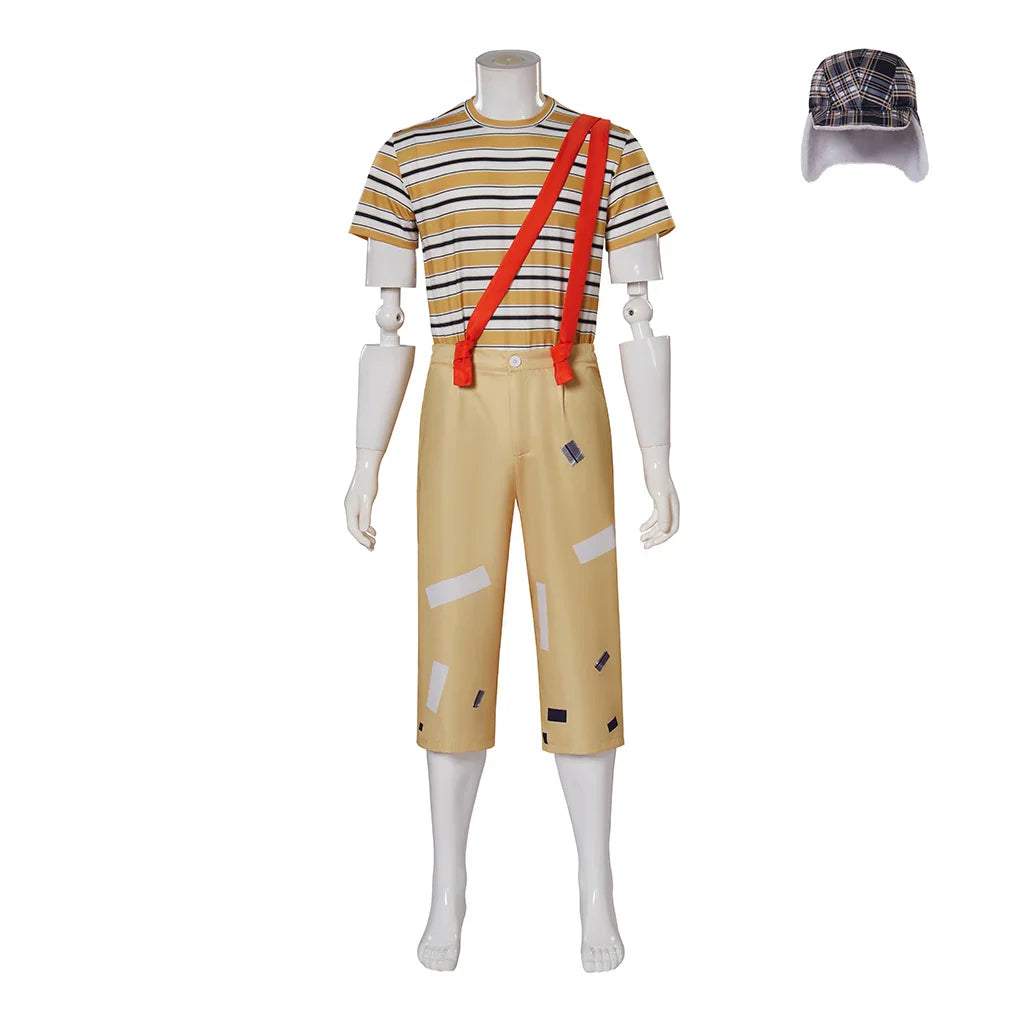 Authentic Astricos El Chavo Del Ocho Costume Set for Men - Stripe T-Shirt, Pants, Hat Full Set - Astricos