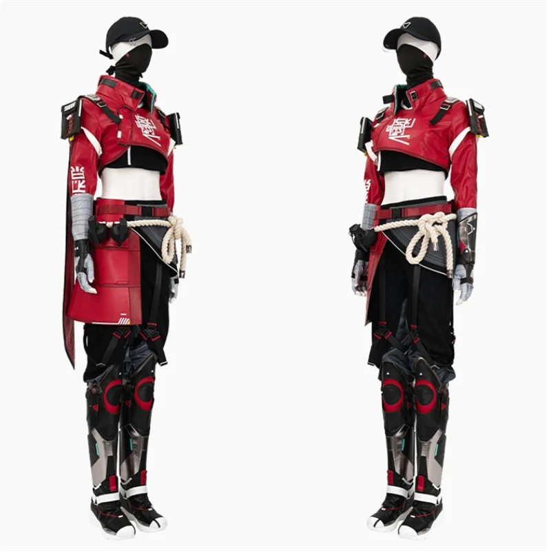 Astricos Apex Legends Wraith Skin Red Leather Coat and Accessories Full Set for Cosplay and Parties - Astricos