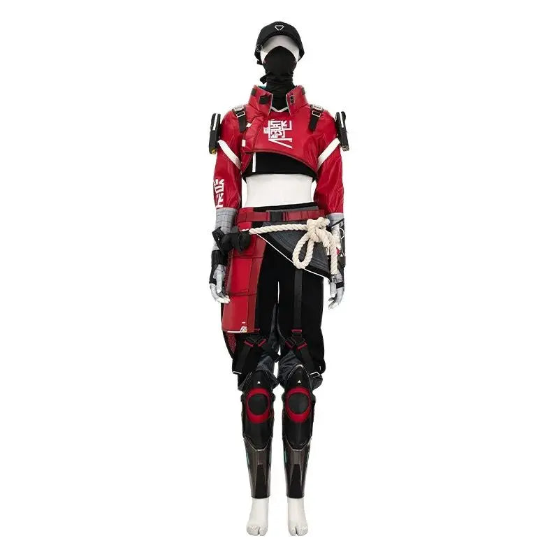 Astricos Apex Legends Wraith Skin Red Leather Coat and Accessories Full Set for Cosplay and Parties - Astricos