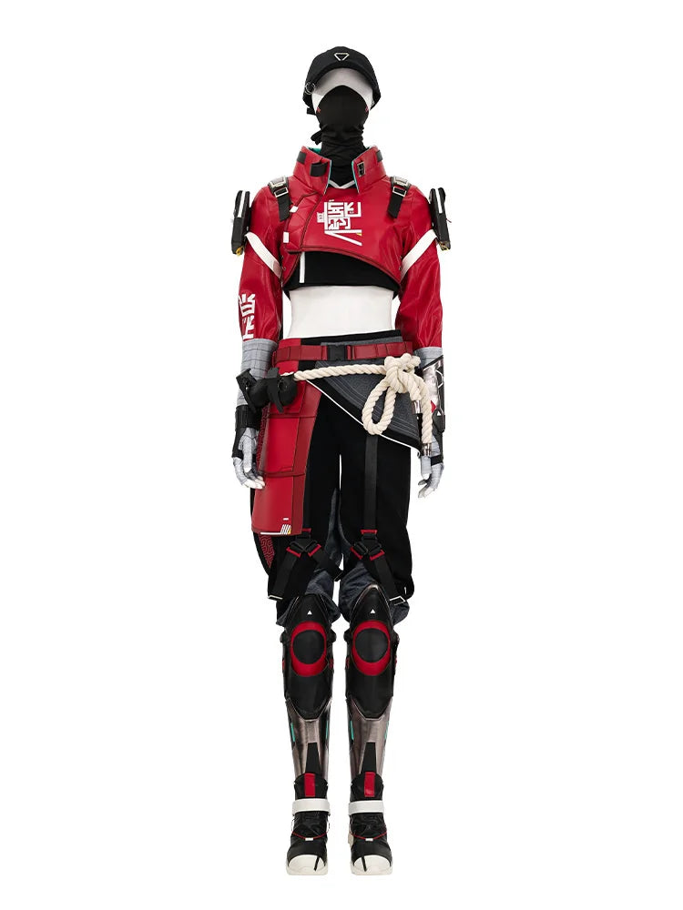 Astricos Apex Legends Wraith Skin Red Leather Coat and Accessories Full Set for Cosplay and Parties - Astricos