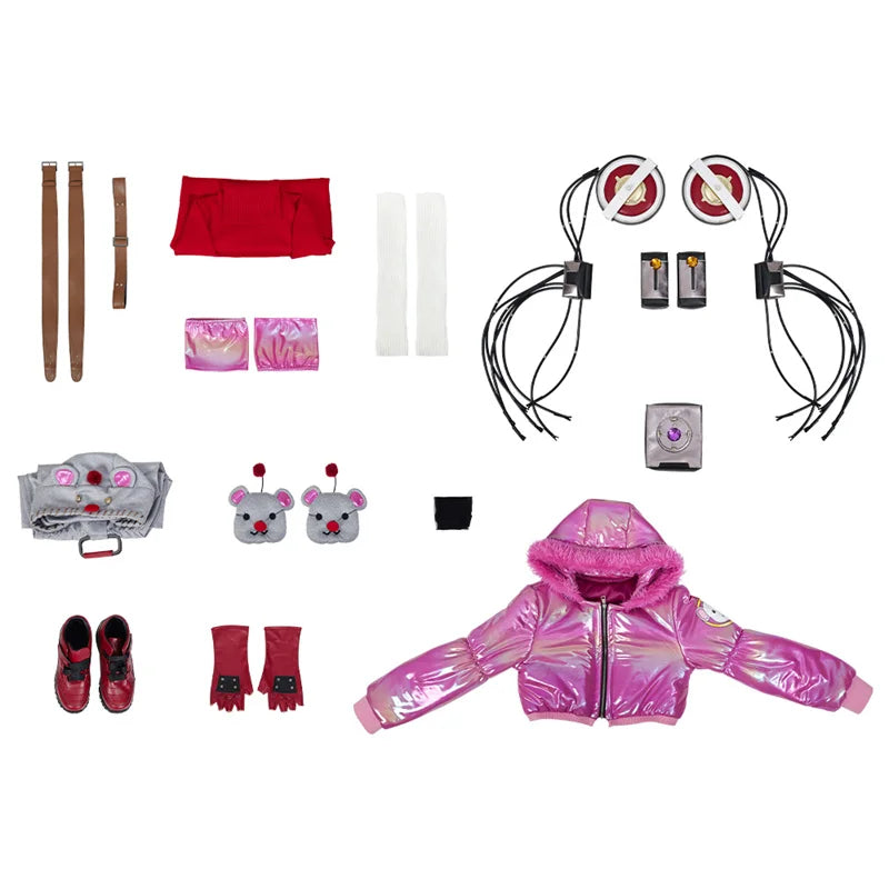 Astricos Wattson Cosplay Costume - Pink Coat with Accessories for Apex Legends Fans - Astricos